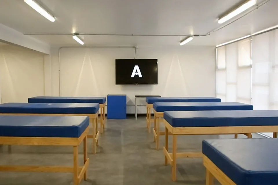 Estudiantes de fisioterapia realizando evaluaciones y terapia manual en Amerike